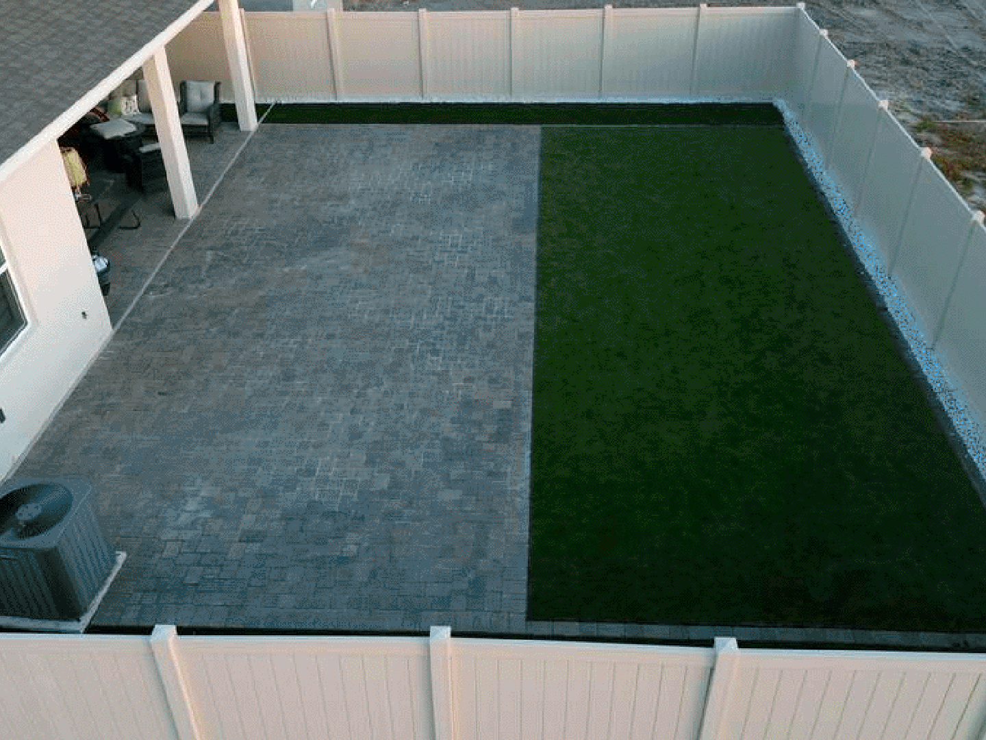Artificial turf patio area clean installation Orlando