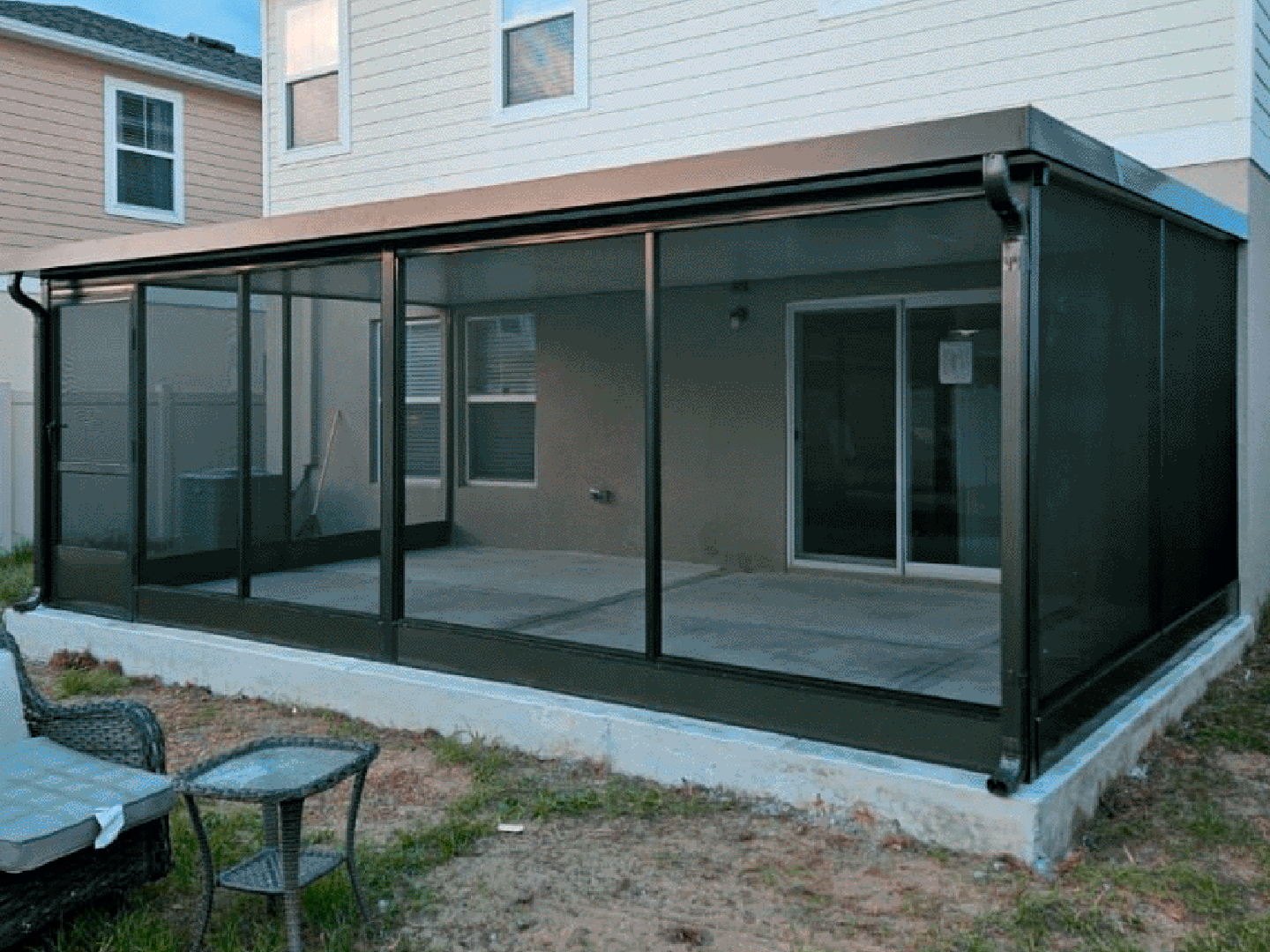 Screen enclosure installation modern patio Orlando FL