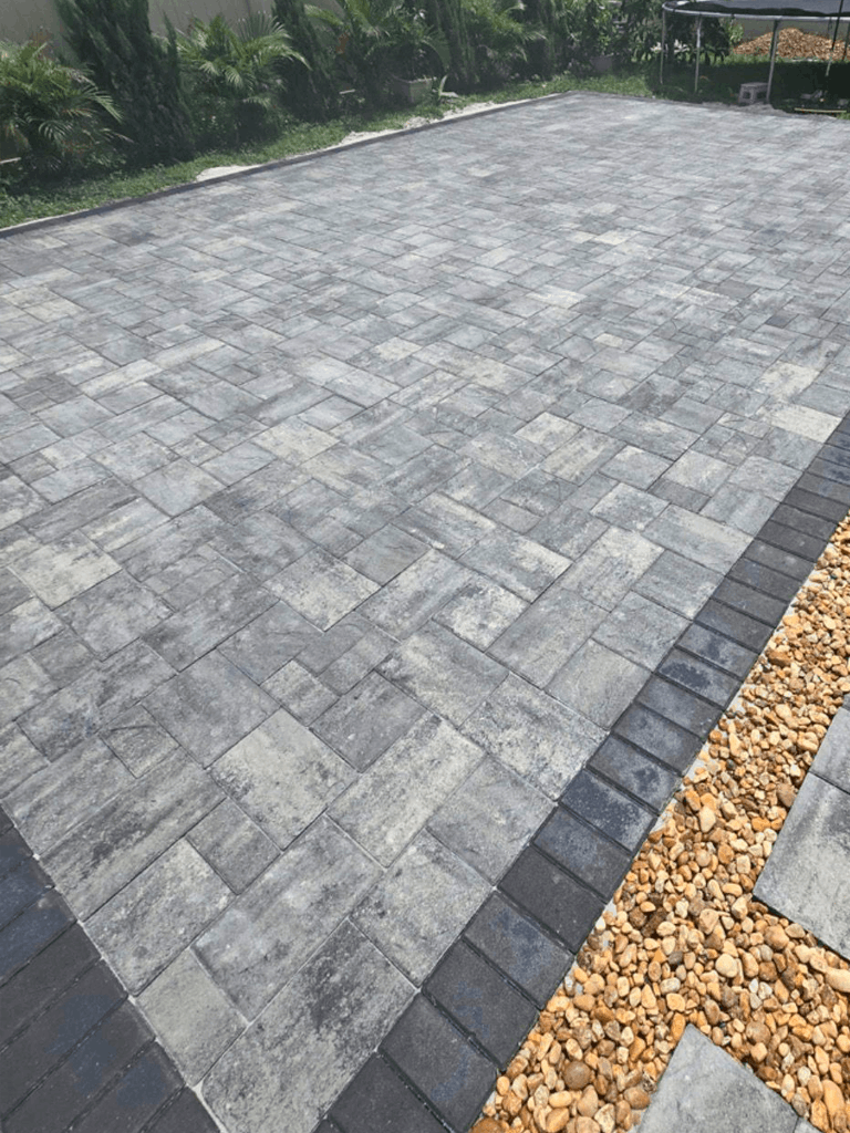 Gray pavers driveway installation Orlando Florida
